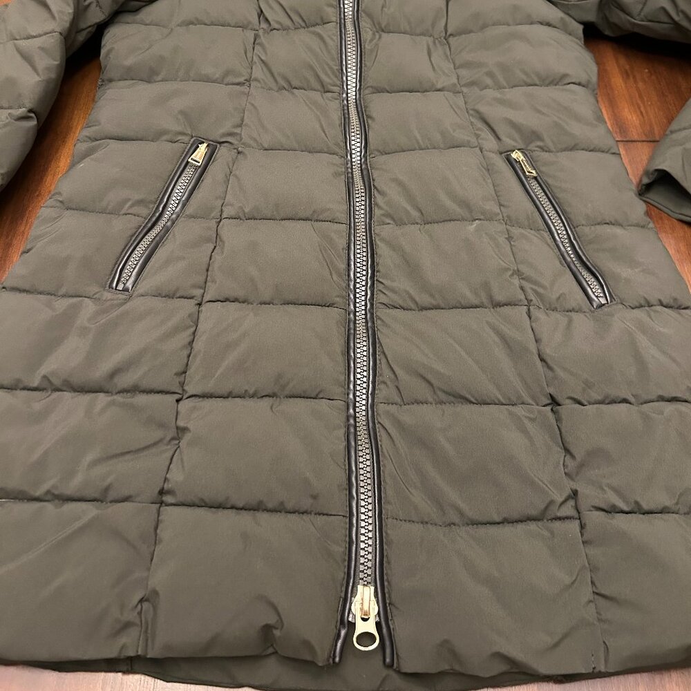 Laundry By Shelli Segal Detachable Fur Hood Puffer Jacket Size M Olive Green - Picture 8 of 16